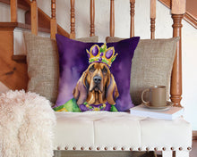 Load image into Gallery viewer, Bloodhound King of Mardi Gras Throw Pillow - 14x14 Decorative Pillow – Art for Your Home &amp; Patio