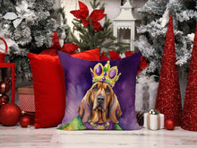 Load image into Gallery viewer, Bloodhound King of Mardi Gras Throw Pillow - 14x14 Decorative Pillow – Art for Your Home &amp; Patio
