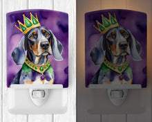 Load image into Gallery viewer, Bluetick Coonhound King of Mardi Gras Ceramic Night Light