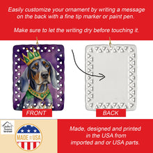Load image into Gallery viewer, Bluetick Coonhound King of Mardi Gras Porcelain Ornament