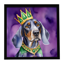 Load image into Gallery viewer, Bluetick Coonhound King of Mardi Gras Framed Metal Print