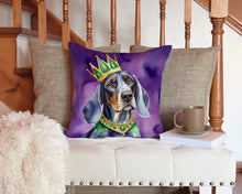 Load image into Gallery viewer, Bluetick Coonhound King of Mardi Gras Throw Pillow - 14x14 Decorative Pillow – Art for Your Home &amp; Patio