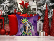 Load image into Gallery viewer, Bluetick Coonhound King of Mardi Gras Throw Pillow - 14x14 Decorative Pillow – Art for Your Home &amp; Patio