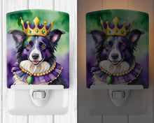 Load image into Gallery viewer, Border Collie King of Mardi Gras Ceramic Night Light