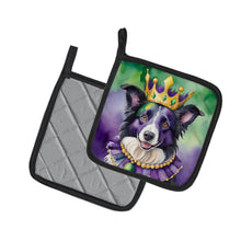 Load image into Gallery viewer, Border Collie King of Mardi Gras Pot Holders - Set of 2 Decorative Kitchen Helpers | Made in the USA