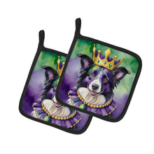 Load image into Gallery viewer, Border Collie King of Mardi Gras Pot Holders - Set of 2 Decorative Kitchen Helpers | Made in the USA