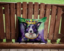 Load image into Gallery viewer, Border Collie King of Mardi Gras Throw Pillow - 14x14 Decorative Pillow – Art for Your Home &amp; Patio