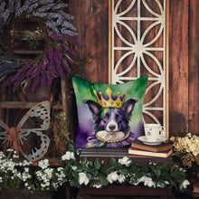 Load image into Gallery viewer, Border Collie King of Mardi Gras Throw Pillow