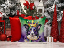 Load image into Gallery viewer, Border Collie King of Mardi Gras Throw Pillow