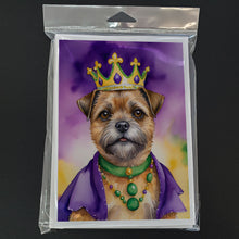 Load image into Gallery viewer, Border Terrier King of Mardi Gras Greeting Cards - Blank Note Cards – 8-Pack of Artist-Designed Cards with Envelopes