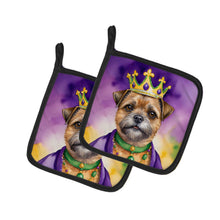 Load image into Gallery viewer, Border Terrier King of Mardi Gras Pot Holders - Set of 2 Decorative Kitchen Helpers | Made in the USA
