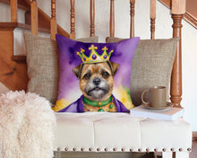 Load image into Gallery viewer, Border Terrier King of Mardi Gras Throw Pillow - 14x14 Decorative Pillow – Art for Your Home &amp; Patio
