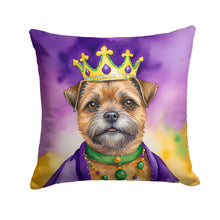 Load image into Gallery viewer, Border Terrier King of Mardi Gras Throw Pillow - 14x14 Decorative Pillow – Art for Your Home &amp; Patio