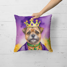 Load image into Gallery viewer, Border Terrier King of Mardi Gras Throw Pillow