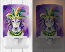 Load image into Gallery viewer, Borzoi King of Mardi Gras Ceramic Night Light