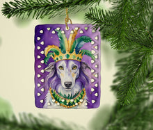Load image into Gallery viewer, Borzoi King of Mardi Gras Porcelain Ornament
