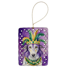 Load image into Gallery viewer, Borzoi King of Mardi Gras Porcelain Ornament