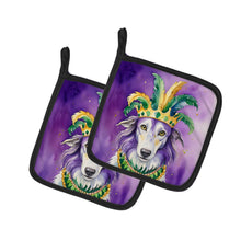 Load image into Gallery viewer, Borzoi King of Mardi Gras Pot Holders - Set of 2 Decorative Kitchen Helpers | Made in the USA