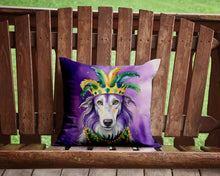 Load image into Gallery viewer, Borzoi King of Mardi Gras Throw Pillow - 14x14 Decorative Pillow – Art for Your Home &amp; Patio