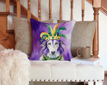 Load image into Gallery viewer, Borzoi King of Mardi Gras Throw Pillow - 14x14 Decorative Pillow – Art for Your Home &amp; Patio