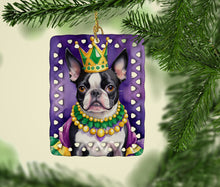Load image into Gallery viewer, Boston Terrier King of Mardi Gras Porcelain Ornament