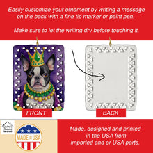 Load image into Gallery viewer, Boston Terrier King of Mardi Gras Porcelain Ornament