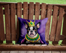 Load image into Gallery viewer, Boston Terrier King of Mardi Gras Throw Pillow - 14x14 Decorative Pillow – Art for Your Home &amp; Patio