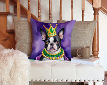 Load image into Gallery viewer, Boston Terrier King of Mardi Gras Throw Pillow - 14x14 Decorative Pillow – Art for Your Home &amp; Patio