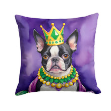 Load image into Gallery viewer, Boston Terrier King of Mardi Gras Throw Pillow - 14x14 Decorative Pillow – Art for Your Home &amp; Patio