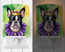 Load image into Gallery viewer, Boston Terrier King of Mardi Gras Ceramic Night Light
