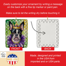 Load image into Gallery viewer, Boston Terrier King of Mardi Gras Porcelain Ornament