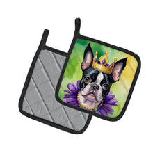 Load image into Gallery viewer, Boston Terrier King of Mardi Gras Pot Holders - Set of 2 Decorative Kitchen Helpers | Made in the USA