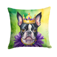 Load image into Gallery viewer, Boston Terrier King of Mardi Gras Throw Pillow - 14x14 Decorative Pillow – Art for Your Home &amp; Patio