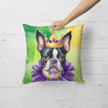Load image into Gallery viewer, Boston Terrier King of Mardi Gras Throw Pillow