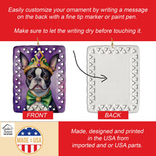 Load image into Gallery viewer, Boston Terrier King of Mardi Gras Porcelain Ornament