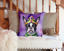 Load image into Gallery viewer, Boston Terrier King of Mardi Gras Throw Pillow - 14x14 Decorative Pillow – Art for Your Home &amp; Patio