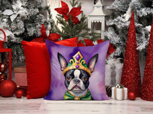 Load image into Gallery viewer, Boston Terrier King of Mardi Gras Throw Pillow - 14x14 Decorative Pillow – Art for Your Home &amp; Patio