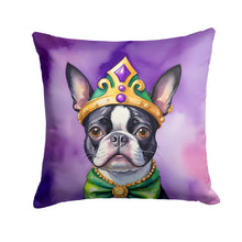 Load image into Gallery viewer, Boston Terrier King of Mardi Gras Throw Pillow - 14x14 Decorative Pillow – Art for Your Home &amp; Patio