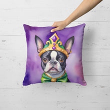 Load image into Gallery viewer, Boston Terrier King of Mardi Gras Throw Pillow
