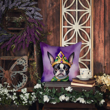 Load image into Gallery viewer, Boston Terrier King of Mardi Gras Throw Pillow