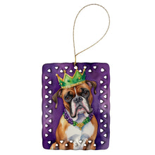 Load image into Gallery viewer, Boxer King of Mardi Gras Porcelain Ornament