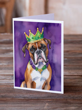 Load image into Gallery viewer, Boxer King of Mardi Gras Greeting Cards - Blank Note Cards – 8-Pack of Artist-Designed Cards with Envelopes