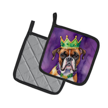 Load image into Gallery viewer, Boxer King of Mardi Gras Pot Holders - Set of 2 Decorative Kitchen Helpers | Made in the USA