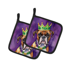 Load image into Gallery viewer, Boxer King of Mardi Gras Pot Holders - Set of 2 Decorative Kitchen Helpers | Made in the USA