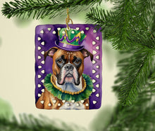Load image into Gallery viewer, Boxer King of Mardi Gras Porcelain Ornament