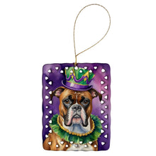 Load image into Gallery viewer, Boxer King of Mardi Gras Porcelain Ornament