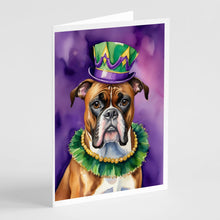 Load image into Gallery viewer, Boxer King of Mardi Gras Greeting Cards - Blank Note Cards – 8-Pack of Artist-Designed Cards with Envelopes
