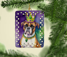 Load image into Gallery viewer, Boxer King of Mardi Gras Porcelain Ornament