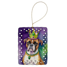 Load image into Gallery viewer, Boxer King of Mardi Gras Porcelain Ornament