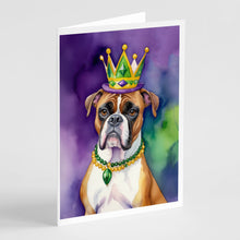Load image into Gallery viewer, Boxer King of Mardi Gras Greeting Cards - Blank Note Cards – 8-Pack of Artist-Designed Cards with Envelopes